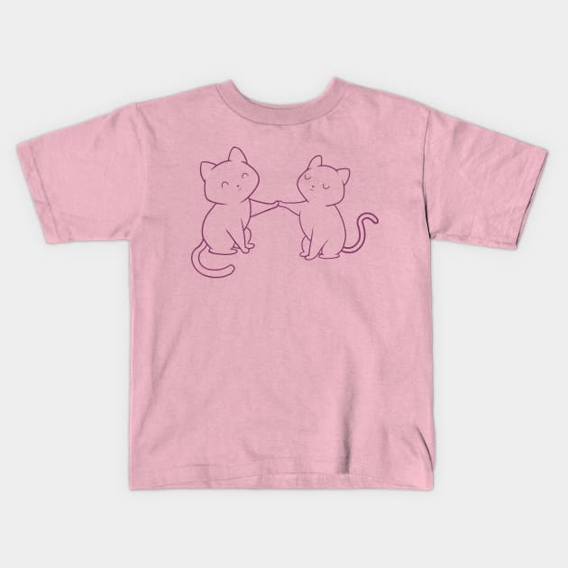 TWO KITTENS purple lineart Kids T-Shirt by leepianti